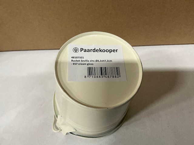 Partij bucket sevilla zinc ø8,2xh7,2cm es7 cream gloss (1200x) - afbeelding 2 van  4