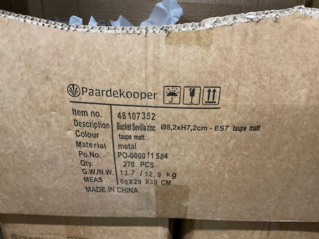 Partij bucket sevilla zinc ø8,2xh7,2cm es7 taupe matt (2025x) - afbeelding 2 van  5