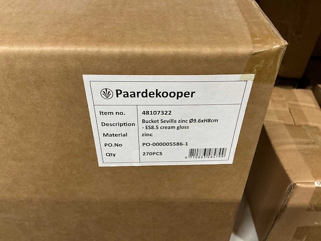 Partij bucket sevilla zinc ø9,6xh8cm es8,5 cream gloss (1080x) - afbeelding 5 van  5