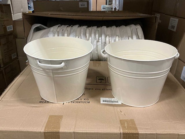 Partij buckets bologna zinc ø25xh20cm cream (280x) - afbeelding 2 van  6