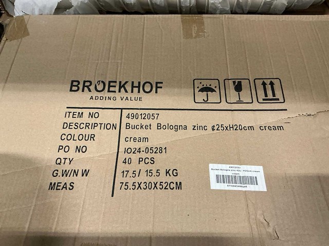 Partij buckets bologna zinc ø25xh20cm cream (280x) - afbeelding 6 van  6