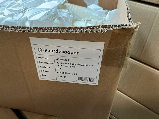 Partij buckets sevilla zinc ø10,3xh8,5cm es9 cream gloss (600x) - afbeelding 5 van  5