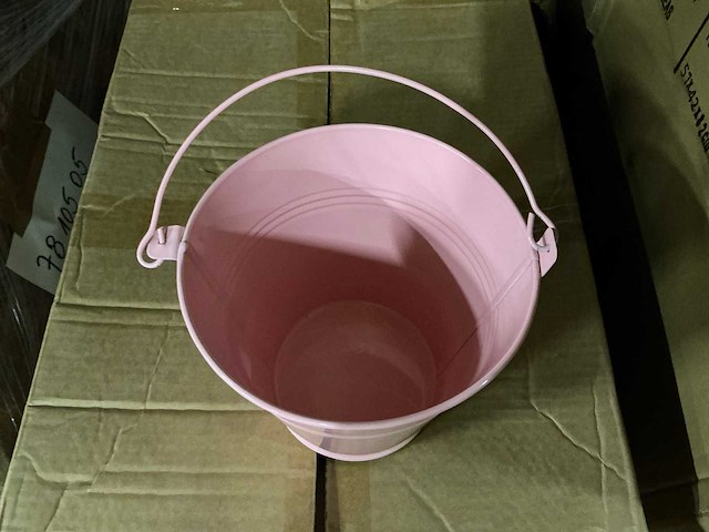 Partij buckets sevilla zinc ø15,5xh14,8cm - es14/15 pink gloss metal (360x) - afbeelding 2 van  4