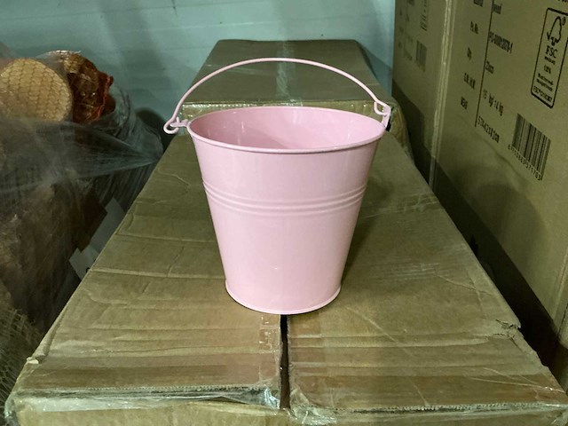 Partij buckets sevilla zinc ø15,5xh14,8cm - es14/15 pink gloss metal (720x) - afbeelding 1 van  6