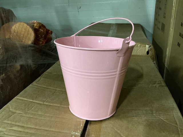 Partij buckets sevilla zinc ø15,5xh14,8cm - es14/15 pink gloss metal (720x) - afbeelding 3 van  6