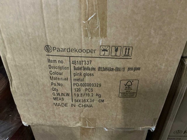 Partij buckets sevilla zinc ø15,5xh14,8cm - es14/15 pink gloss metal (720x) - afbeelding 5 van  6