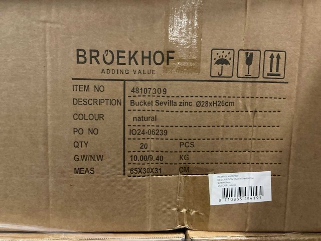 Partij buckets sevilla zinc ø28xh26cm natural (360x) - afbeelding 5 van  5