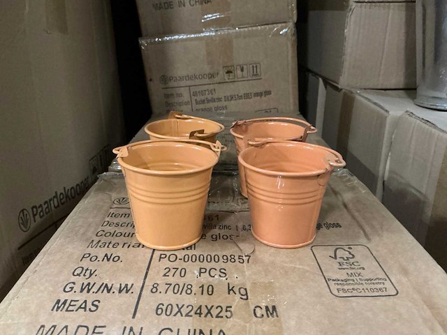 Partij buckets sevilla zinc ø6.3xh5.7cm es5,5 orange gloss metal (2160x) - afbeelding 1 van  5