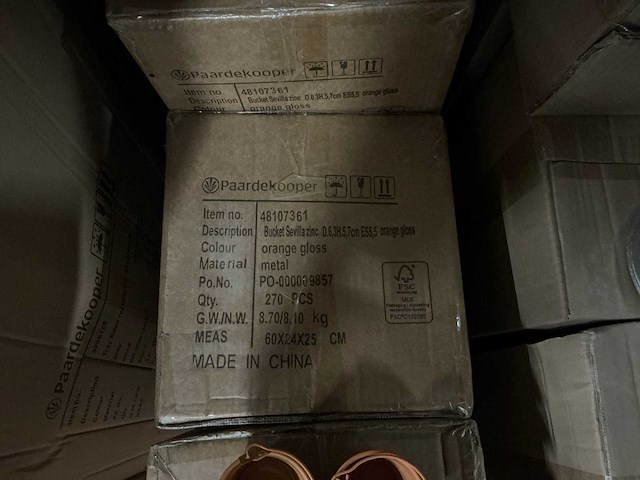 Partij buckets sevilla zinc ø6.3xh5.7cm es5,5 orange gloss metal (2160x) - afbeelding 4 van  5