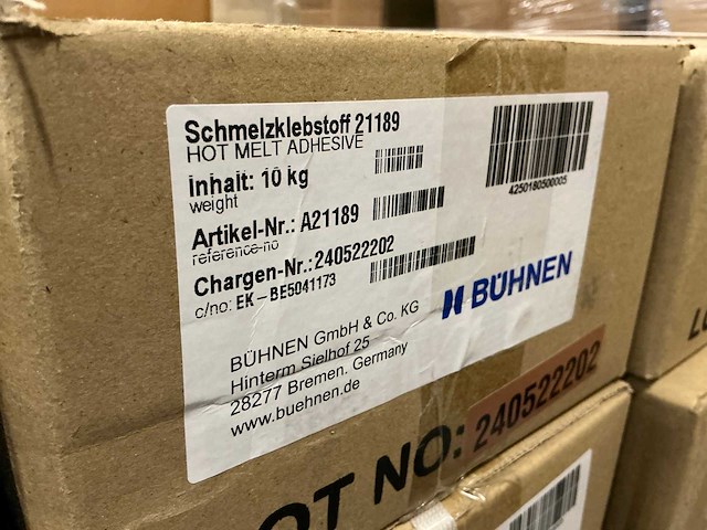 Partij buhnen hot melt adhesive 10kg per doos (12x) - afbeelding 3 van  3