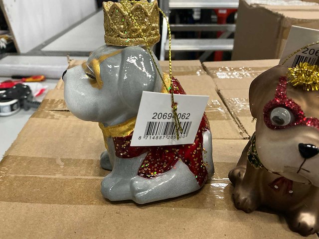 Partij bulldog kerstballen (192x) - afbeelding 3 van  5