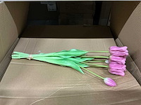 Partij bunch of tulips 47cm purple 7/bun (48x) - afbeelding 1 van  4