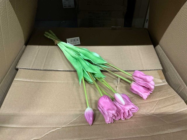 Partij bunch of tulips 47cm purple 7/bun (48x) - afbeelding 2 van  4