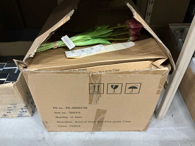 Partij bunch of tulips 47cm purple 7/bun (48x) - afbeelding 4 van  4