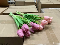 Partij bunch of tullips closed 39cm pink & purple 7/bun (115x) - afbeelding 1 van  5