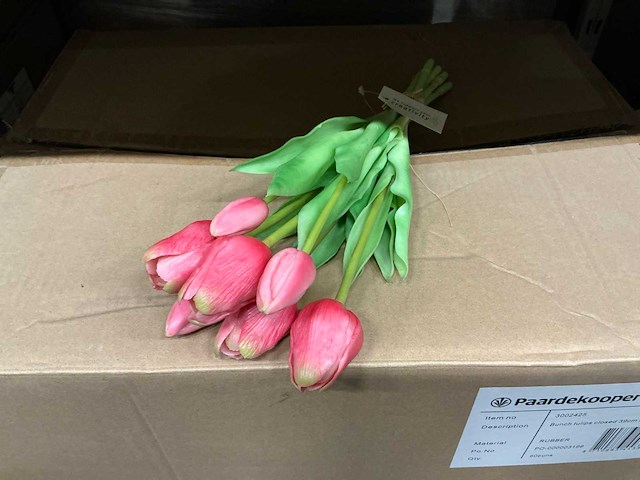 Partij bunch tulips closed 39cm red 7/bun (60x) - afbeelding 3 van  5