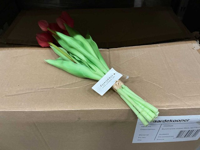 Partij bunch tulips closed 39cm red 7/bun (60x) - afbeelding 4 van  5