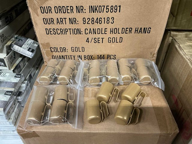 Partij candle holder hang gold (1004x) - afbeelding 1 van  3