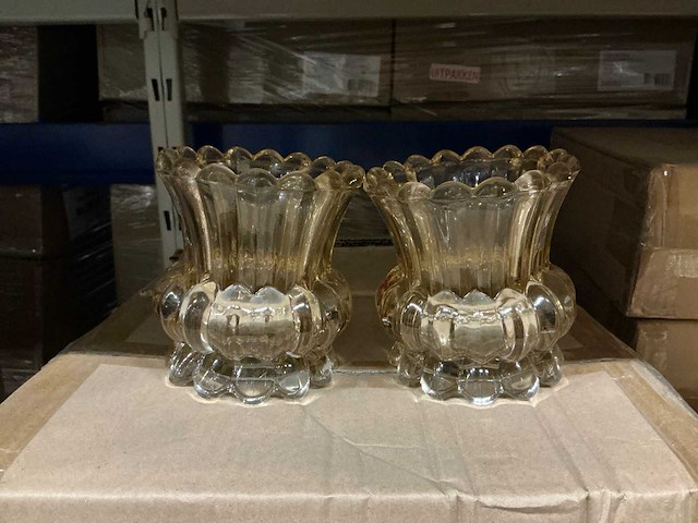 Partij candle holder tulip glass d9,5/h11cm yellow (24x) - afbeelding 1 van  3