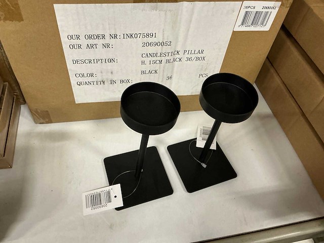 Partij candlestick pillar h15cm black (108x) - afbeelding 2 van  5