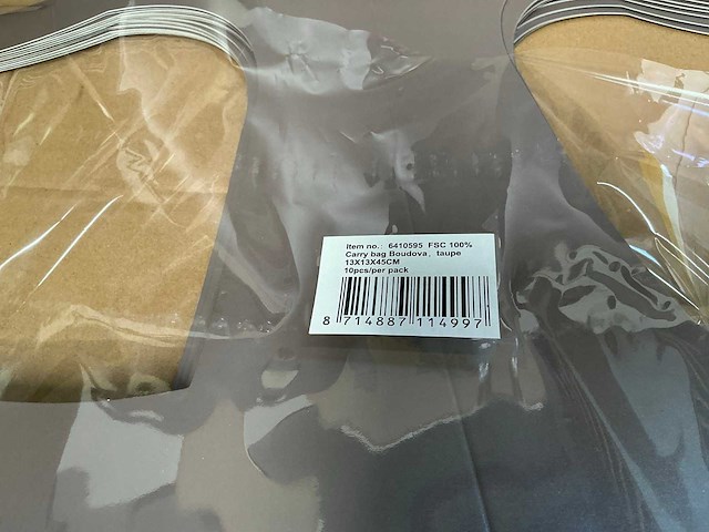 Partij carry bags boudova. taupe 13x13x45cm (2400x) - afbeelding 4 van  6