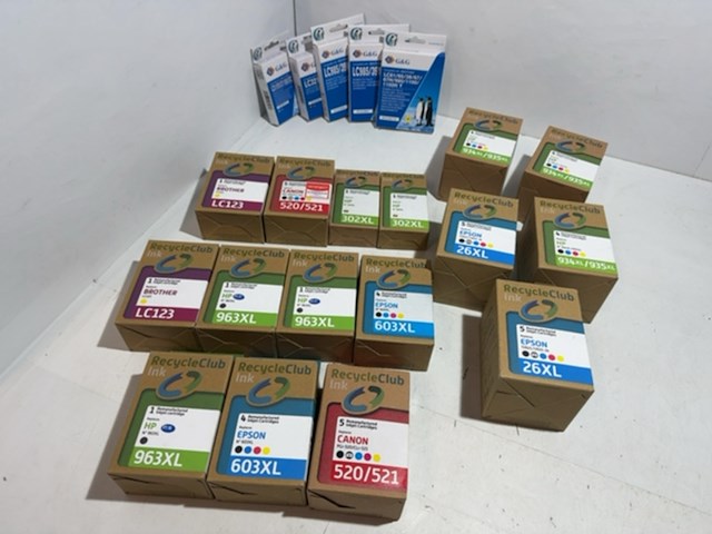 Partij cartridges, recycleclub en g&g, voor verschillende printer typen - 21 stuks - afbeelding 1 van  6