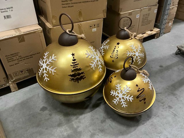 Partij christmas balls d60/50/40cm oud gold 3/set (6x) - afbeelding 2 van  5