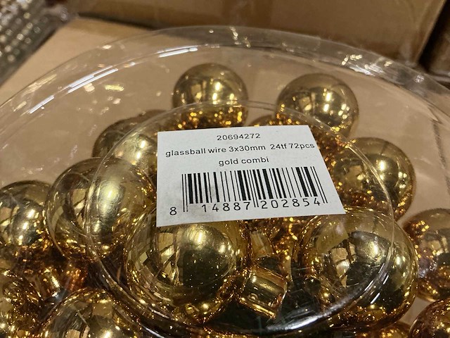Partij christmas balls wire 3x30mm 24tf gold combi (240 verpakkingen) - afbeelding 2 van  4