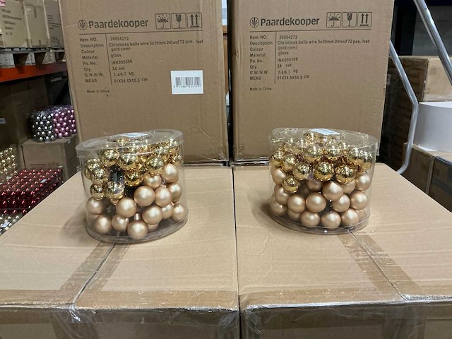 Partij christmas balls wire 3x30mm 24tf gold combi (240 verpakkingen) - afbeelding 1 van  3