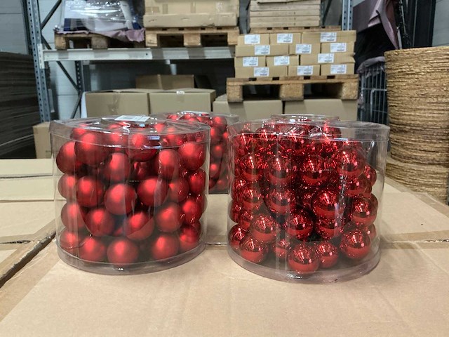 Partij christmas balls wire 3x30mm 24tf matt/shiny red (192 verpakkingen) - afbeelding 1 van  6