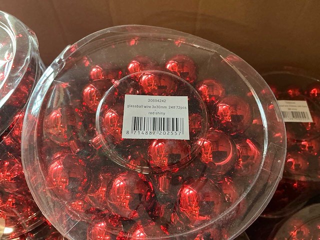 Partij christmas balls wire 3x30mm 24tf shiny red (92 verpakkingen) - afbeelding 2 van  4