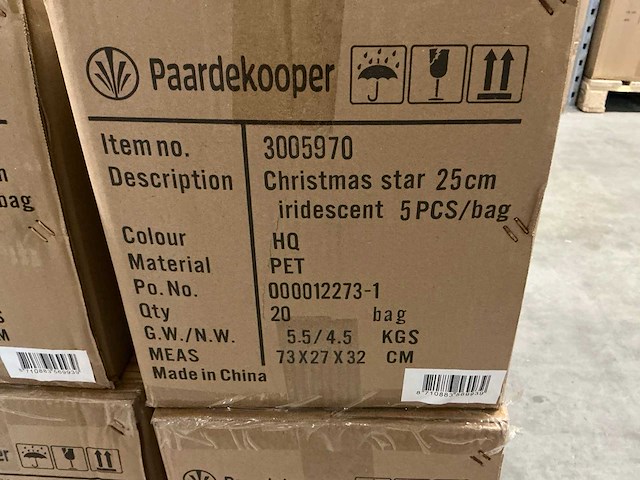 Partij christmas star 25cm iridescent (800x) - afbeelding 2 van  2