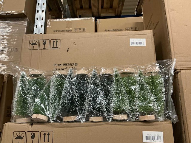 Partij christmas tree 20cm with snow 3ass green 12/set (20 sets) - afbeelding 3 van  4