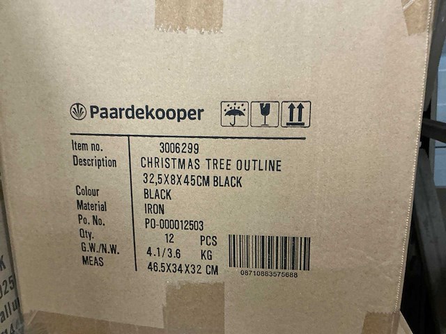 Partij christmas tree outline 32,5x8x45cm black iron (120x) - afbeelding 4 van  4