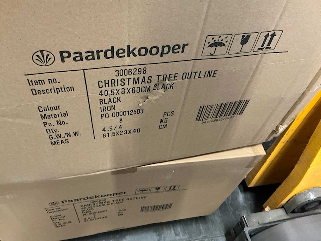 Partij christmas tree outline 40,5x8x60cm black iron (136x) - afbeelding 4 van  4