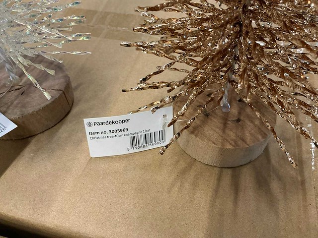 Partij christmastree’s 40cm champagne&iridescent (480x) - afbeelding 2 van  9
