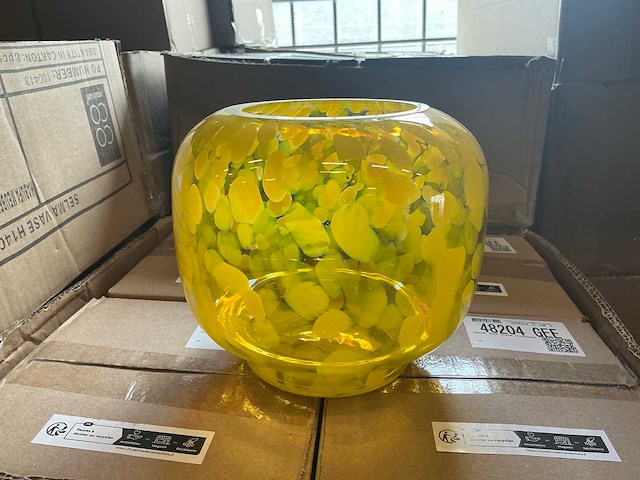 Partij coco maison selma vase h14cm geel (73x) - afbeelding 1 van  5
