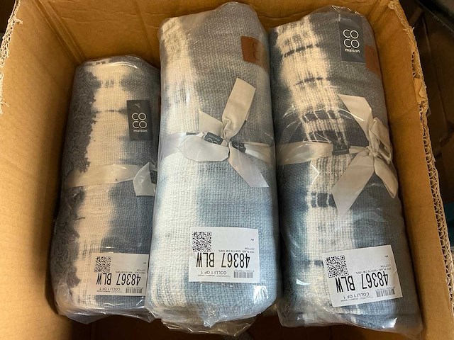 Partij coco maison ted plaids 130x170cm 100% katoen blue (20x) - afbeelding 1 van  4
