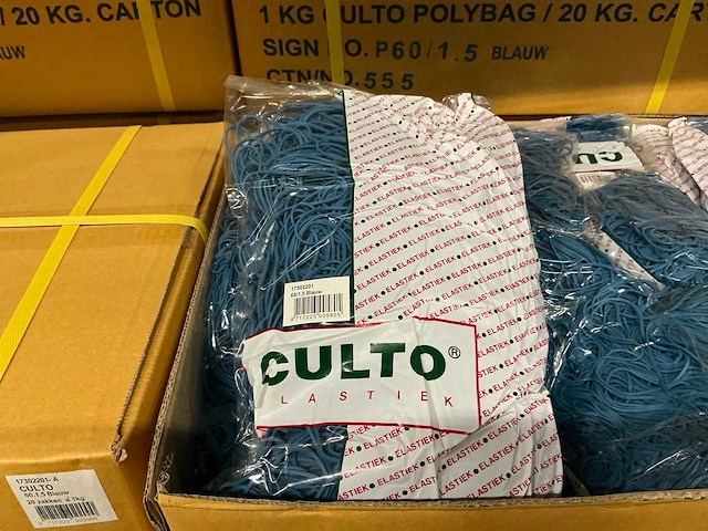 Partij culto elastieken 60/1,5 blauw 1kg per zak (120x) - afbeelding 1 van  2