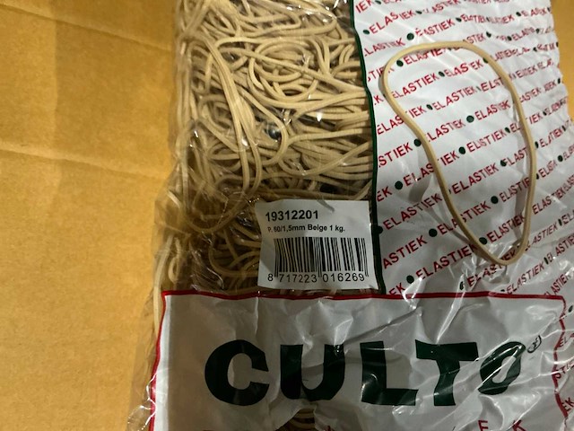 Partij culto elastieken p.60/1,5mm beige (240x) - afbeelding 3 van  5