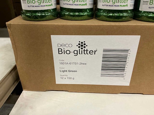 Partij deco bio-glitter light green 150g (109x) - afbeelding 3 van  3