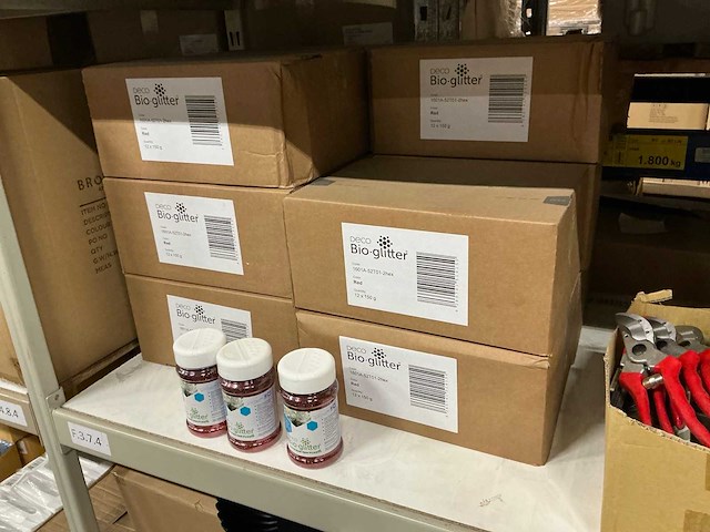 Partij deco bio glitter red 150g (132x) - afbeelding 3 van  3