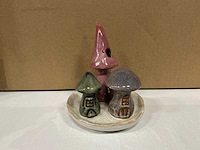 Partij deco plate with mushroom vase d9,5/h12cm (12x) - afbeelding 1 van  1