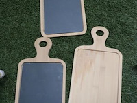 Partij decoratiemateriaal o.a. teak houten schalen (hand) & wandklok - afbeelding 3 van  8