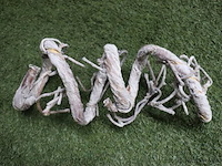 Partij decoratiemateriaal o.a. teak houten schalen (hand) & wandklok - afbeelding 4 van  8