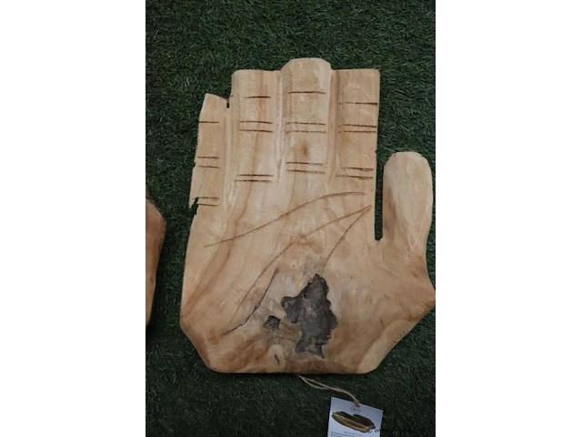 Partij decoratiemateriaal o.a. teak houten schalen (hand) & wandklok - afbeelding 5 van  8