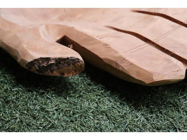 Partij decoratiemateriaal o.a. teak houten schalen (hand) & wandklok - afbeelding 8 van  8