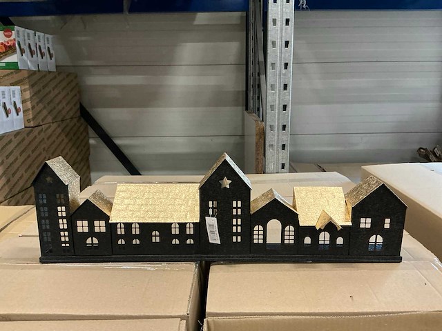 Partij decoratieve huizenrij silouhets zwart/goud (36x) - afbeelding 1 van  5