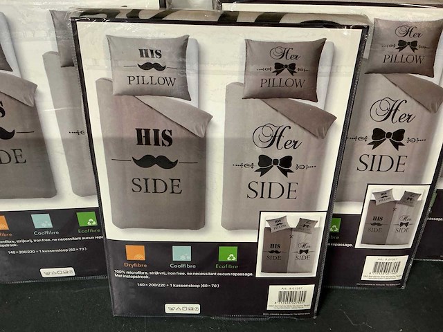 Partij dekbedovertrek sets his/her side mustache taupe (202x) - afbeelding 2 van  3