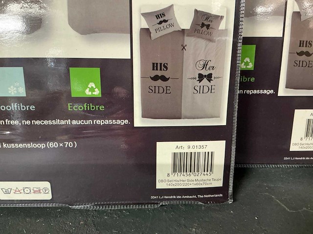 Partij dekbedovertrek sets his/her side mustache taupe (202x) - afbeelding 3 van  3